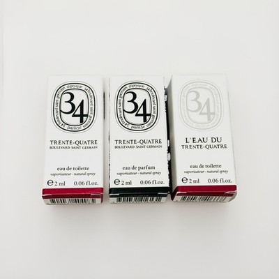 Diptyque 34 Blvd Saint Germain EDP EDT LEau du Trente Quatre 2ml Sample Set