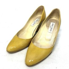 Sandali Jimmy Choo punta tonda zeppa tacco giallo taglia 38 US circa 8 da donna