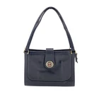 Authentic Gucci Vintage Blue Leather Enameled GG Logo Tote Shoulder Bag