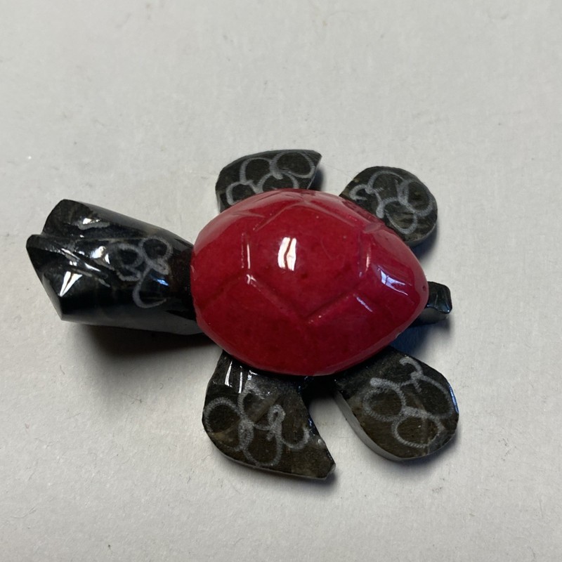 Unique Hand Carved Marble Stone Pink Sea Turtle Figurine Carving 1.75" X 1.5”
