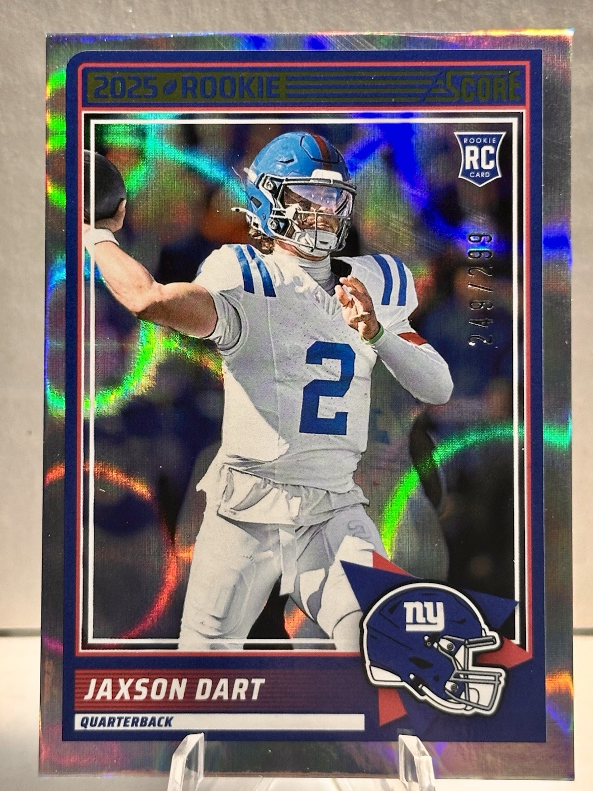 2025 Score Jaxson Dart #35 Circular Silver /299 Rookie RC New York Giants