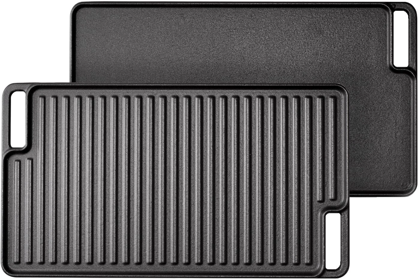 Reversible Grill/Griddle with Handles, 18"x10" Pre-Seasoned Cast Iron Griddle...