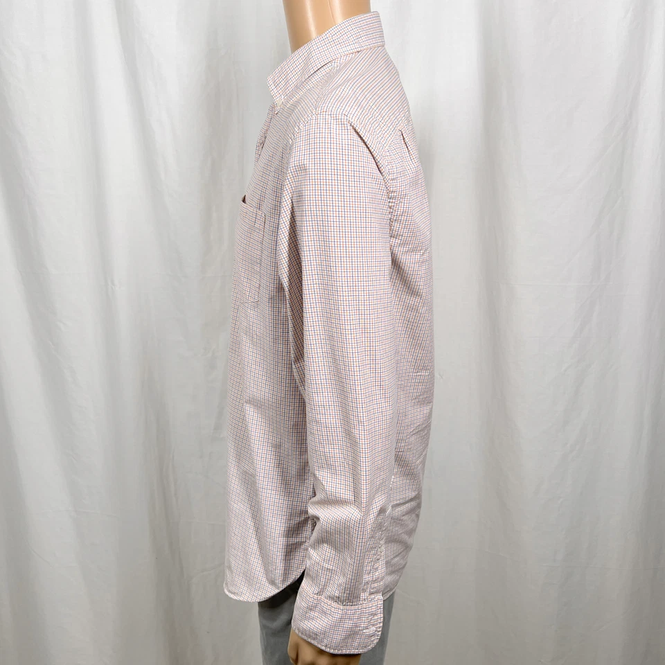 J.Crew Men's Medium Orange Blue Tattersall Check Long Sleeve Button-Up Shirt - Image 3 of 4