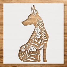 Dog Silhouette with Floral Fill Wall Art Reusable Plastic Stencil Physical Pr