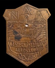Vintage Brass Badgelicense Plate Topper National Automobile Association Vintage Brass Badgelicense Plate Topper National Automobile Association