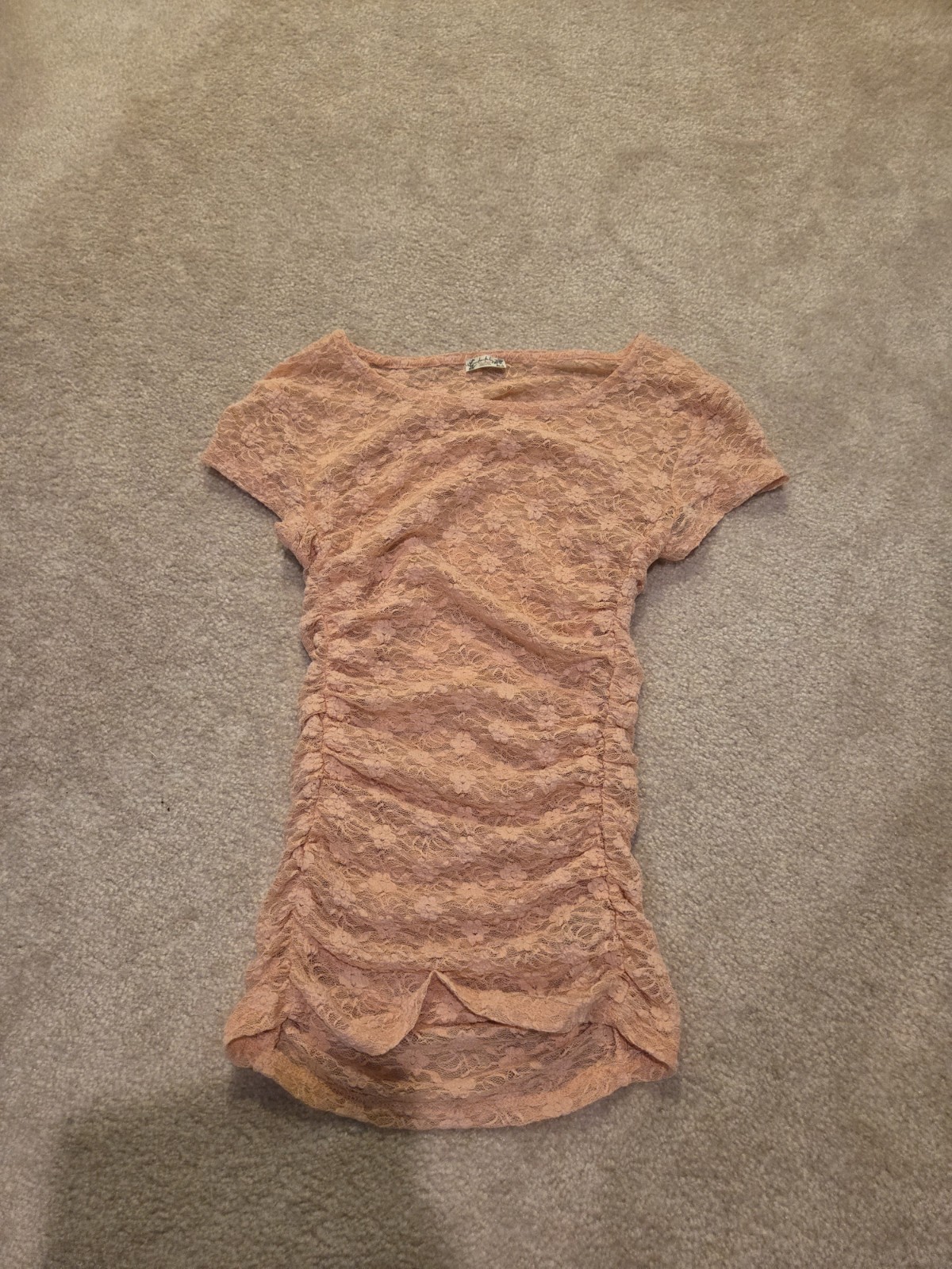 Free People Intimately  Boho Romance Peach Figure Flattering Ruched Top XS
