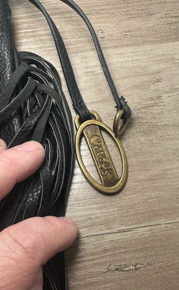 Carlos Santana Crossbody or Clutch Bag Fringe Black Vegan Purse Chain Strap EUC - Image 2 of 4