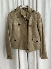 Per Se(2)-Metallic Gold Women's Blazer With Brownish Metal buttons & Pockets