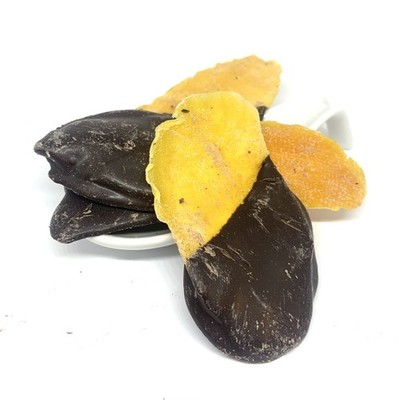 0.15kg Mango Streifen gedippt in Premium Zartbitter Schokolade 0 0