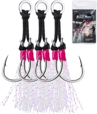 Fishing Assist Hooks, Glow Jigging Double Assist Jig Hooks Kit Saltwater for Slo
