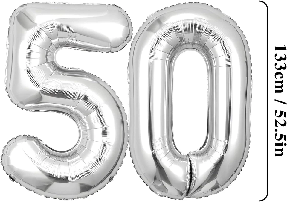 Palloncini Compleanno 50 Anni Argento -101 CM Palloncino in Foil  - Immagine 2 di 4