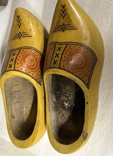 Pair Vintage Wooden Shoes Holland Dutch 12 Shoe Clog Folk Art