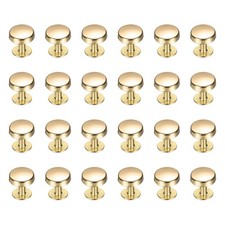24 Pcs Flat Head Button Stud 10mm Screw Back Rivets Stud Set, Gold
