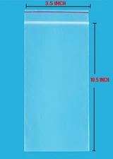 3.5"X10.5" Reclosable 100/pk Resealable Zip Zipper Lock Bags 2 mil Clear Plastic