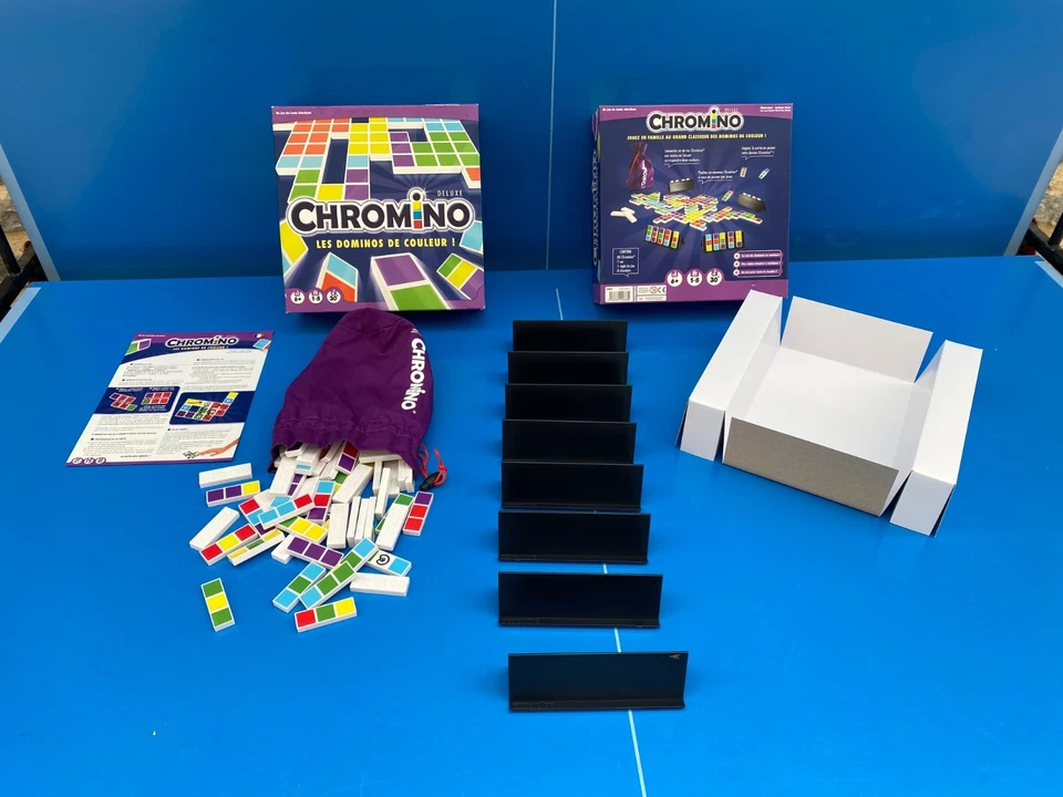 Jeu de société Chromino Deluxe Asmodée Dominos TBE Complet Livraison Gratuite - Photo 1/4