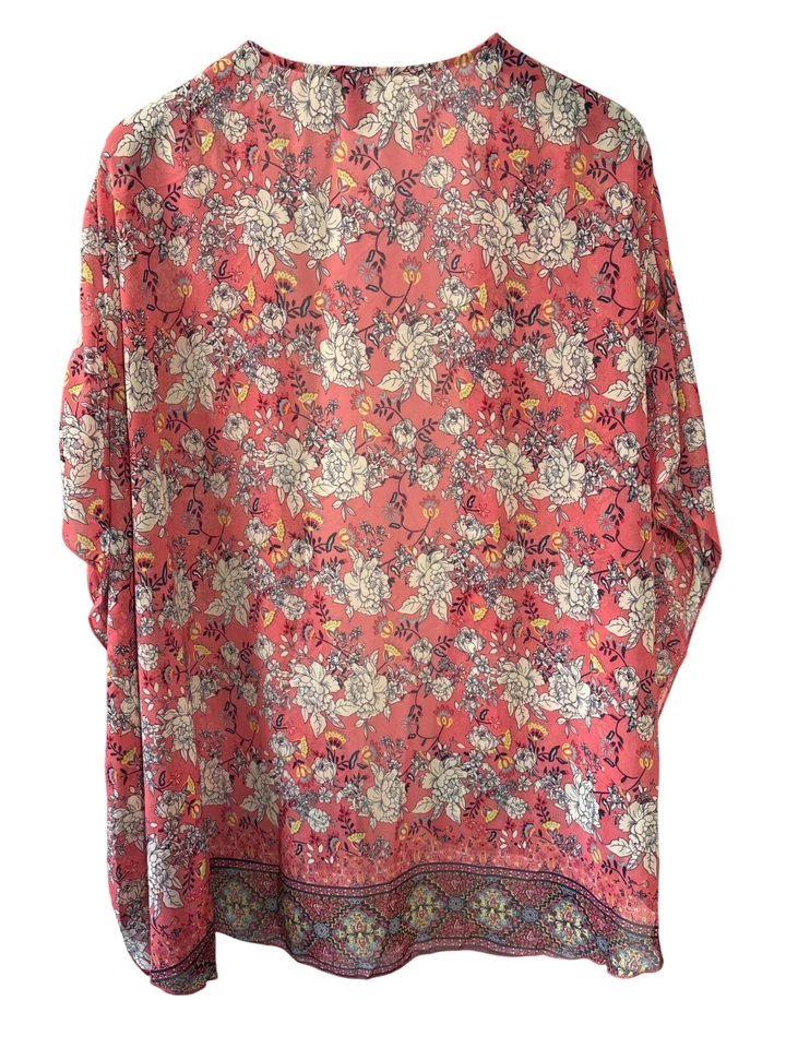 Rue 21+ Womens Sheer Floral Kimono Cardigan 3X/4X Polyester Multicolor - Image 4 of 4