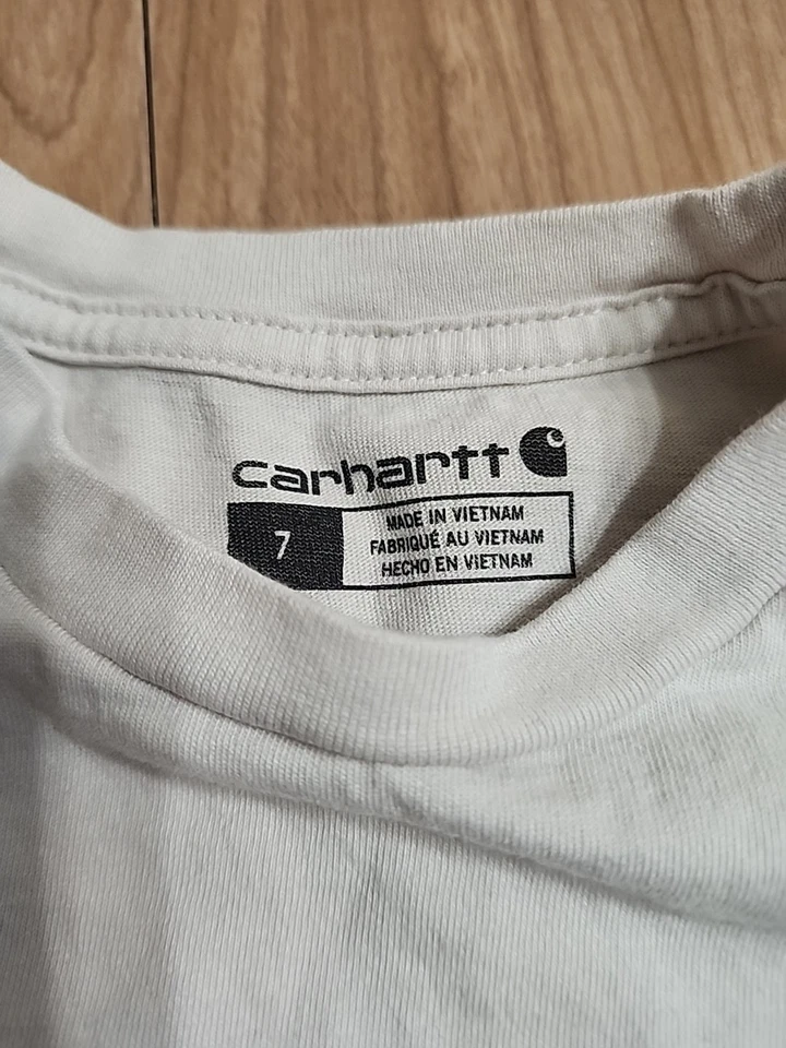 Carhartt Kids Shirt, 100% Cotton, Long Sleeve, Whote, Size 7 - Image 4 of 4