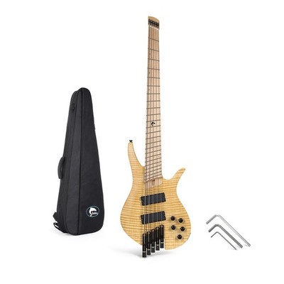 Reise E-Bassgitarre Headless 5 Saiten aufgefächerter Bund E-Bass mit GigBag