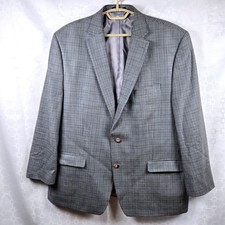 Lauren Ralph Lauren Mens 48R Silk Wool Houndstooth Blazer Sport Coat Grey Blue