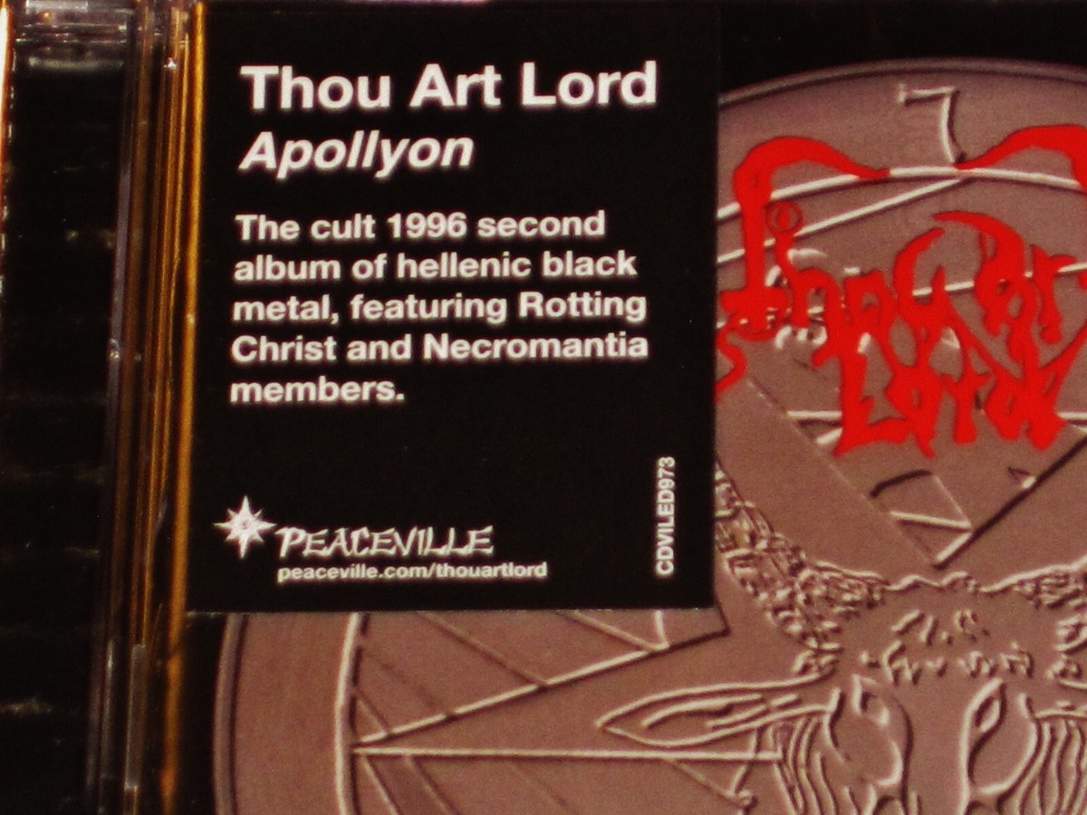Thou Art Lord: Apollyon CD 1996 / 2022 Reissue Peaceville EU
