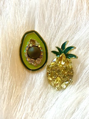 Avocado Pineapple Earrings Rhinestone Fruit  Crystal Casual Theme Party Gift