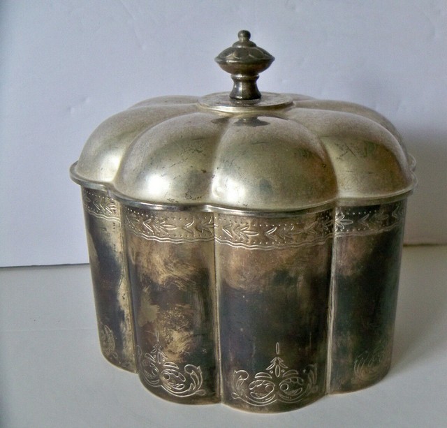 GODINGER Silver 1994 Etched Jewelry Trinket Box Scalloped