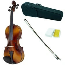 Student Solid Wood 1/10 Violin w Case, Rosin, Pitch Pipe + Brazilwood Bow