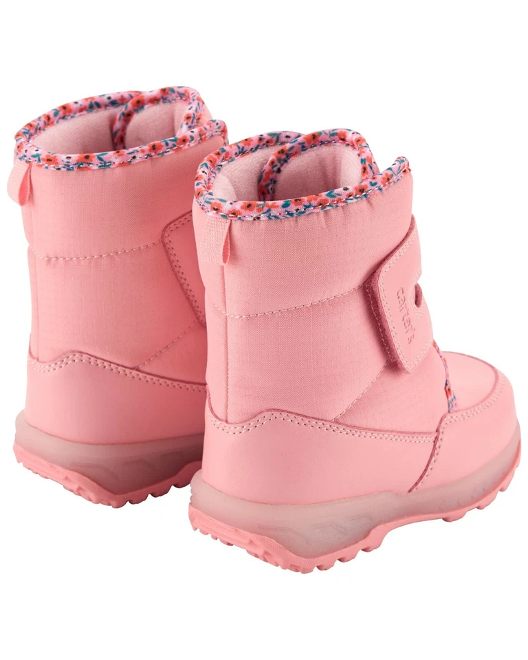 NUEVO Carter's Kids Rosa Pastel Floral Iluminado Correa Impermeable Media Bota de Nieve Foto 4 de 4