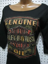 M nwt Woman's HARLEY DAVIDSON *Grunge Rust* 3/4 sleeve Tee Shirt Top