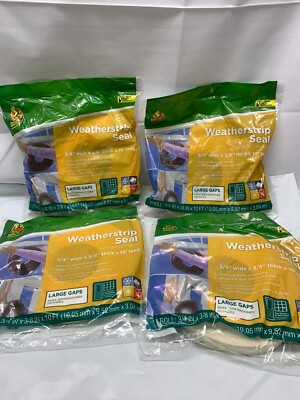 *LOT OF 4*Duck Weather Strip Seal LARGE GAPS 3/4'' wide, 3/8'' thick, 10' long