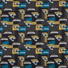 Jacksonville Jaguars Squares AFC South Cotton Fabric