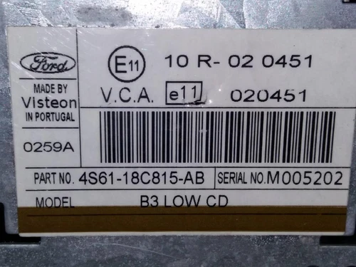 4S6118C815AB Sistema Audio/Radio Cd para FORD FIESTA (CBK) Ambiente 23027 - Imagen 2 de 3