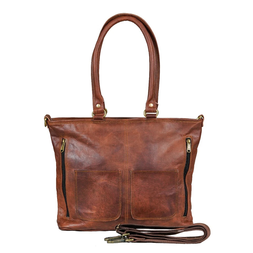 Elegante Bolso de Mano de Cuero Real para Mujer Bandolera Cartera para Laptop para Oficina y Viajes Foto 4 de 4