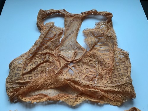 Victorias Secret Unlined R/B Bralette Cheeky Panty Set Lace S NWT Orange - Picture 2 of 8