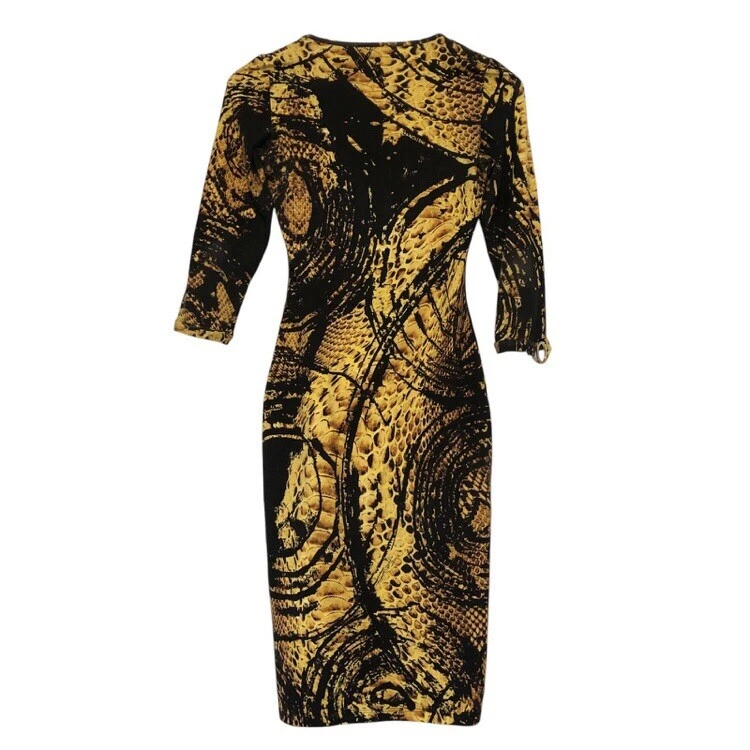 JUST CAVALLI Auténtico Vestido Lápiz Bodycon Elastizado Tejido Talla IT 40/US 6 Sexy Raro Foto 4 de 4