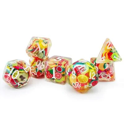 Bescon Fruit Polyhedral Dice Set Novelty RPG Dice Set of 7