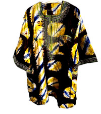 African Moroccan Men Tunic Shirt Caftan Hand Dyed Embroidered Size XL Chest 53"