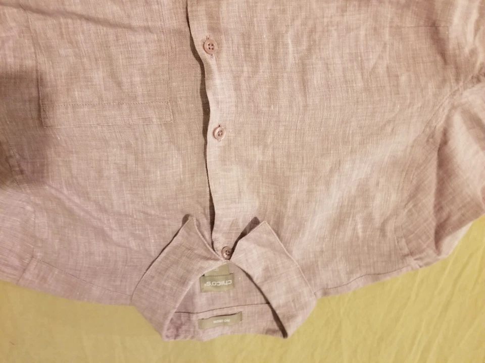 Womens Chico's Linen Dress Shirt 1P Petite Button Blouse Short Sleeve - Imagem 2 de 4