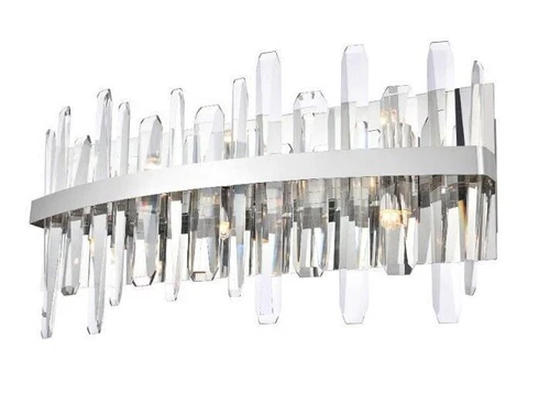 Wall Sconce Bathroom Vanity Chrome and Crystal 6 Light Lighting Fixture 24" - Picture 1 of 7