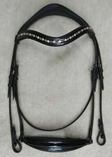 Adams-Tack Shimmer Patent Drop Bridle AB+BD-Crystal Wave Brow band
