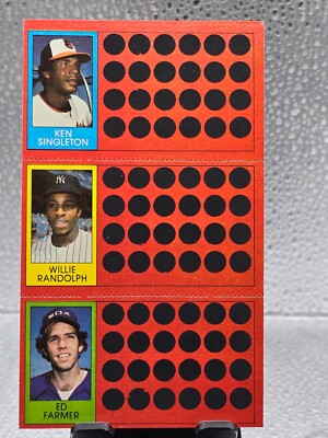 1981 Topps Scratch Off Ken Singleton Wille Randolph Ed Farmer Full Panel!