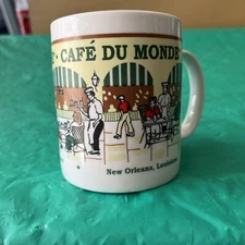 12 oz coffee mug/ M Ware China/ Cafe Du Mondrian/ New Orleans Louisiana