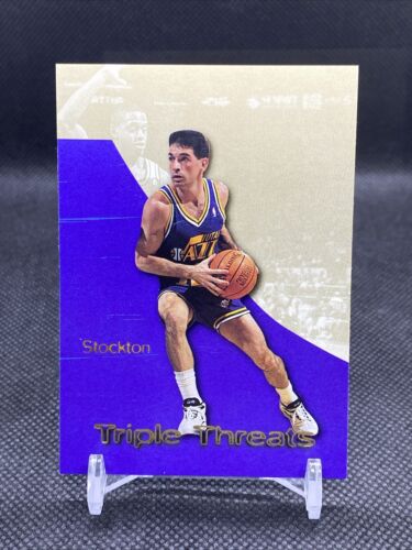 1996-97 Skybox Premium Triple Threats tarjeta de baloncesto jazz #TT7 JOHN STOCKTON - Imagen 1 de 2