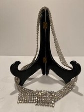 Rhinestone adjustable belt with Buckle 29 1/2" long x 1" wide Vintage Exc Cond