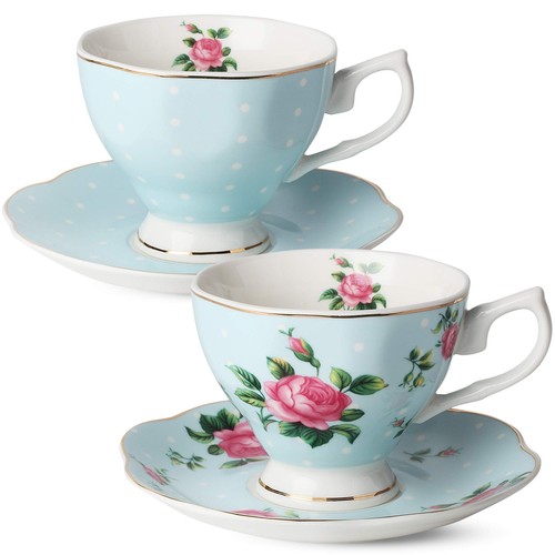 BTaT- Floral Tea Set Tea cups 8oz Tea Pot 38oz Creamer and Sugar Set Gift - 第 6/6 張圖片