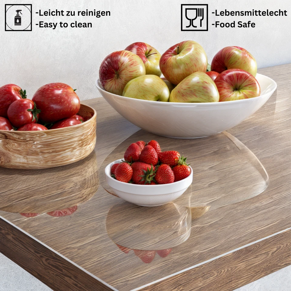 Tischfolie 2mm Transparent Klar Tischdecke Tischschutz Tischmatte Abwaschbar PVC - Bild 2 von 4