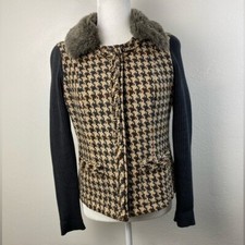 CABI Wool Houndstooth Boucle Blazer Jacket Womens size 4 Tweed Academia Career