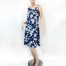 Talbots Black Floral Knee Length Crew Neck Sleeveless Dress size 8