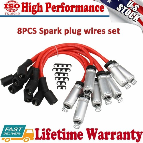 8 PCS Spark Plug Wire Set LS1 GM 748GG 9748HH For Chevrolet GMC Hummer