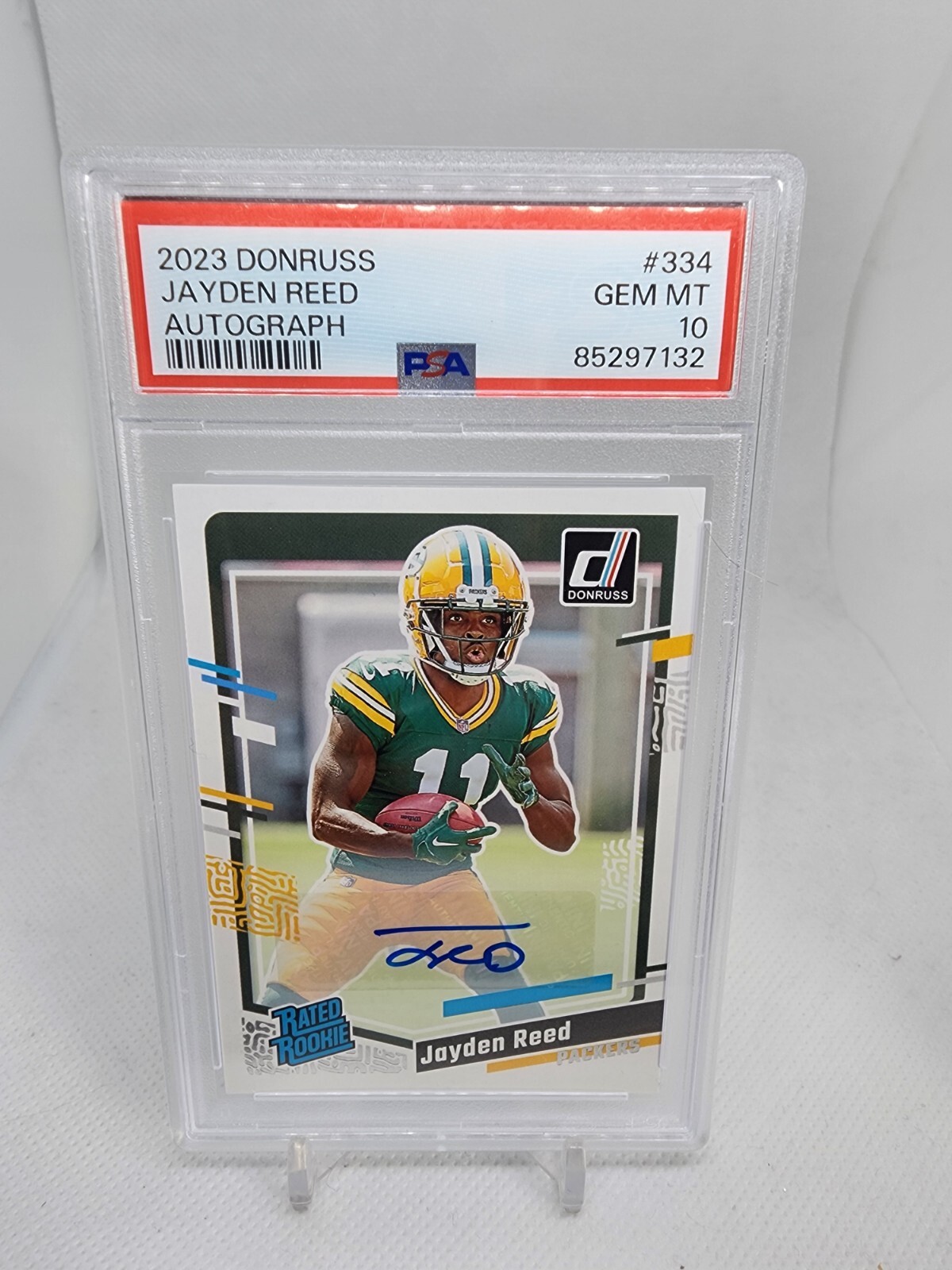 2023 Donruss Jayden Reed Rated Rookie Auto Card#334 PSA 10 Packers